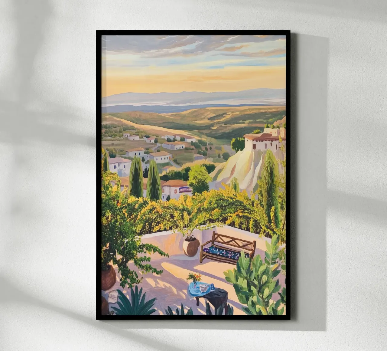 Mediterranean Hillside Villa View carta hahnemühle da Melloi Art Print