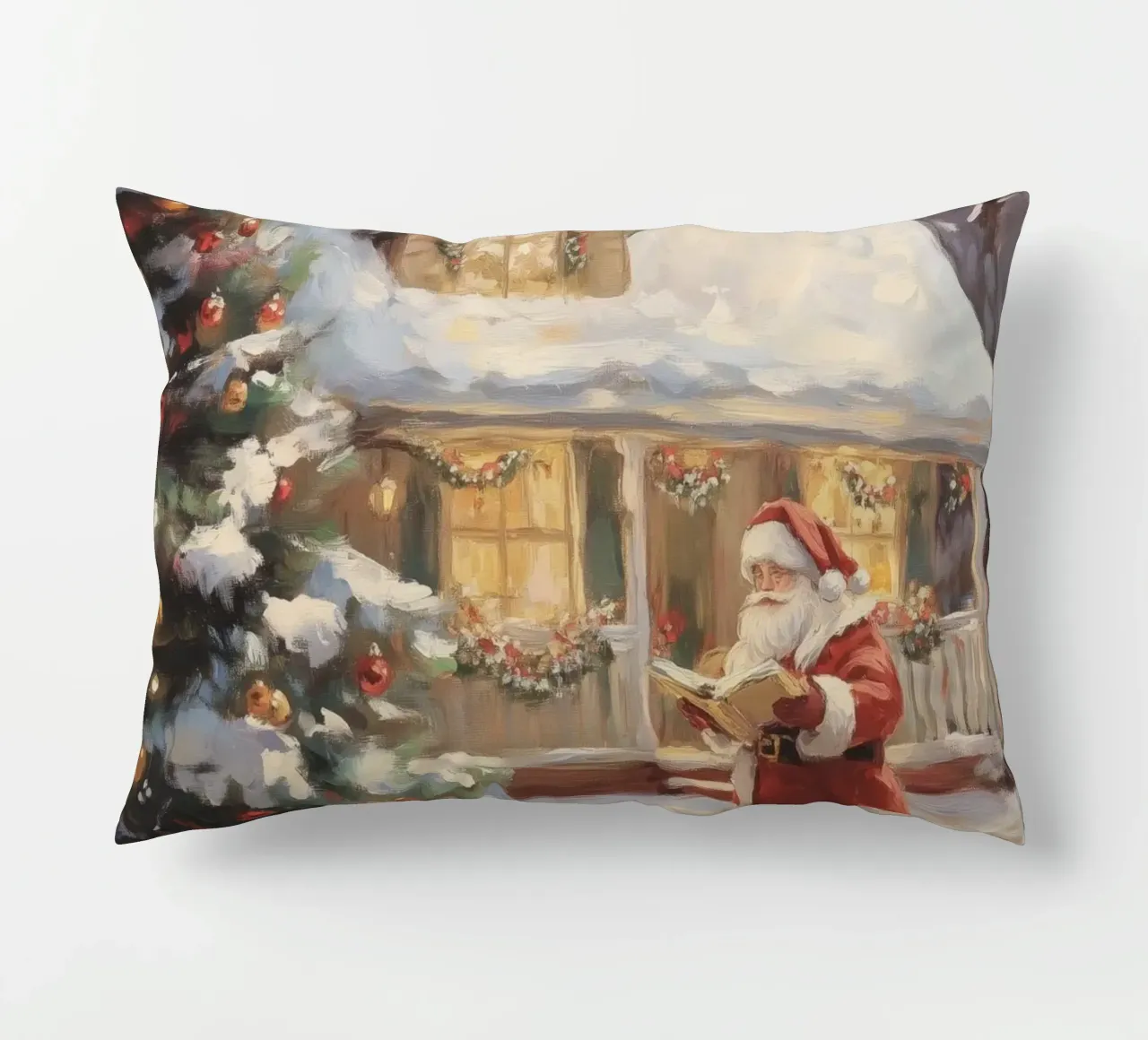 L'accogliente visita natalizia di Babbo Natale cuscino da Melloi Art Print