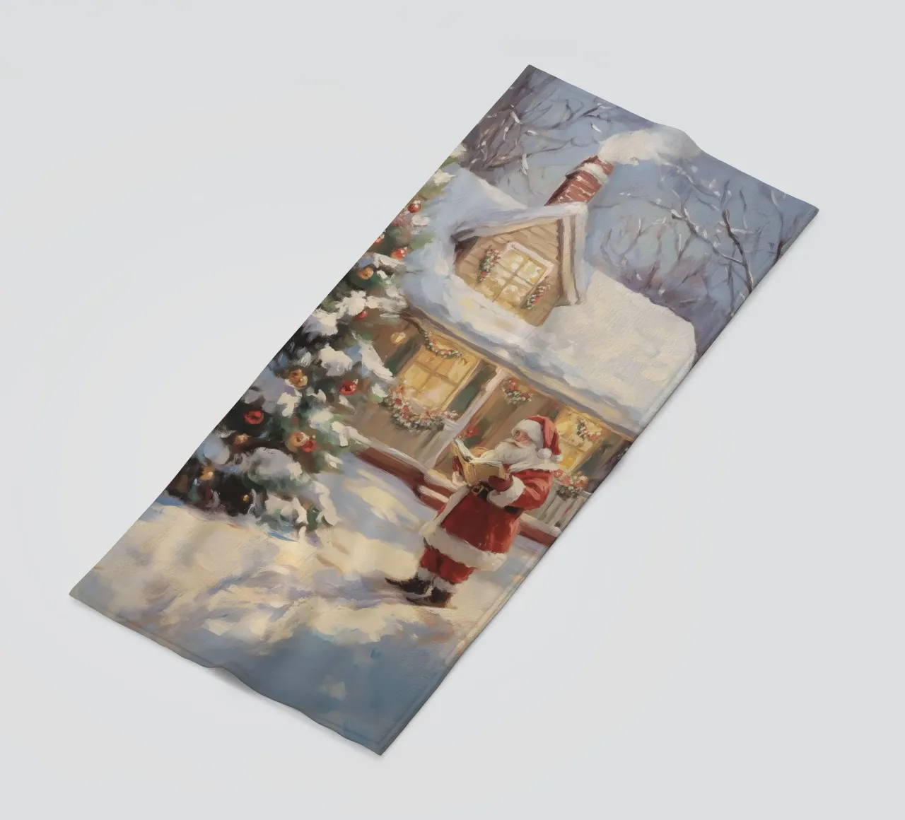 L'accogliente visita natalizia di Babbo Natale telo mare da Melloi Art Print