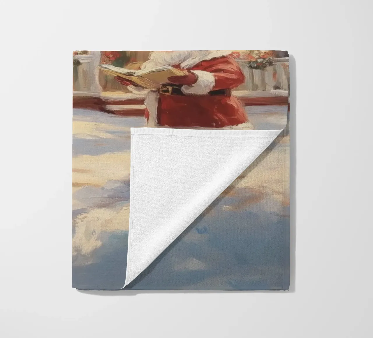 L'accogliente visita natalizia di Babbo Natale telo mare da Melloi Art Print