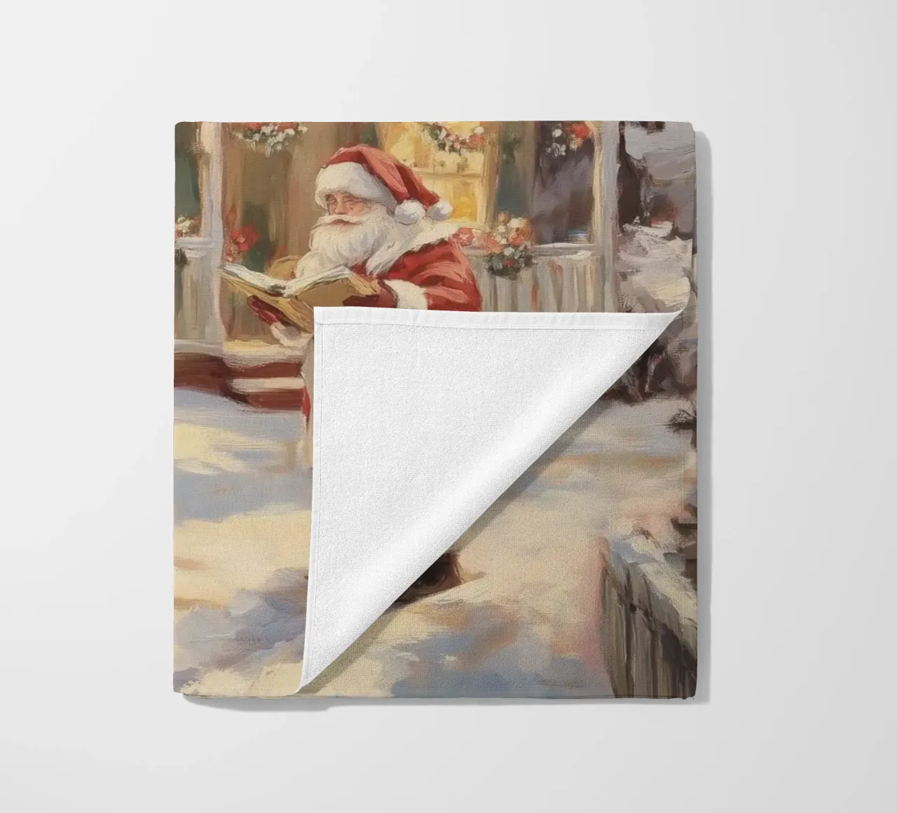 L'accogliente visita natalizia di Babbo Natale telo mare da Melloi Art Print