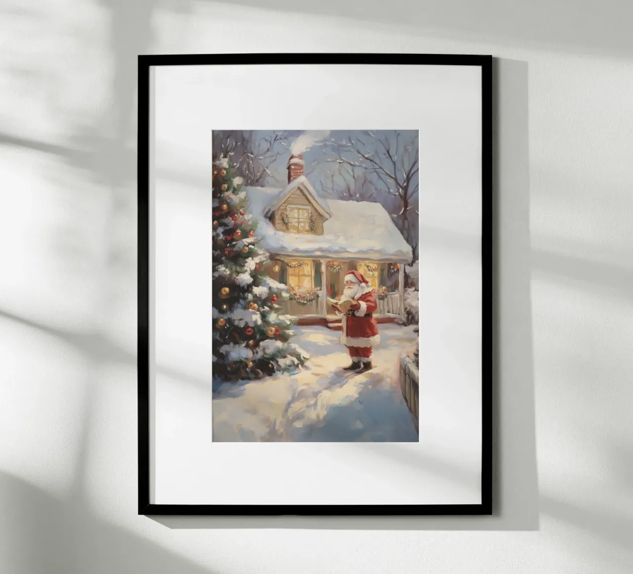 L'accogliente visita natalizia di Babbo Natale carta hahnemühle da Melloi Art Print
