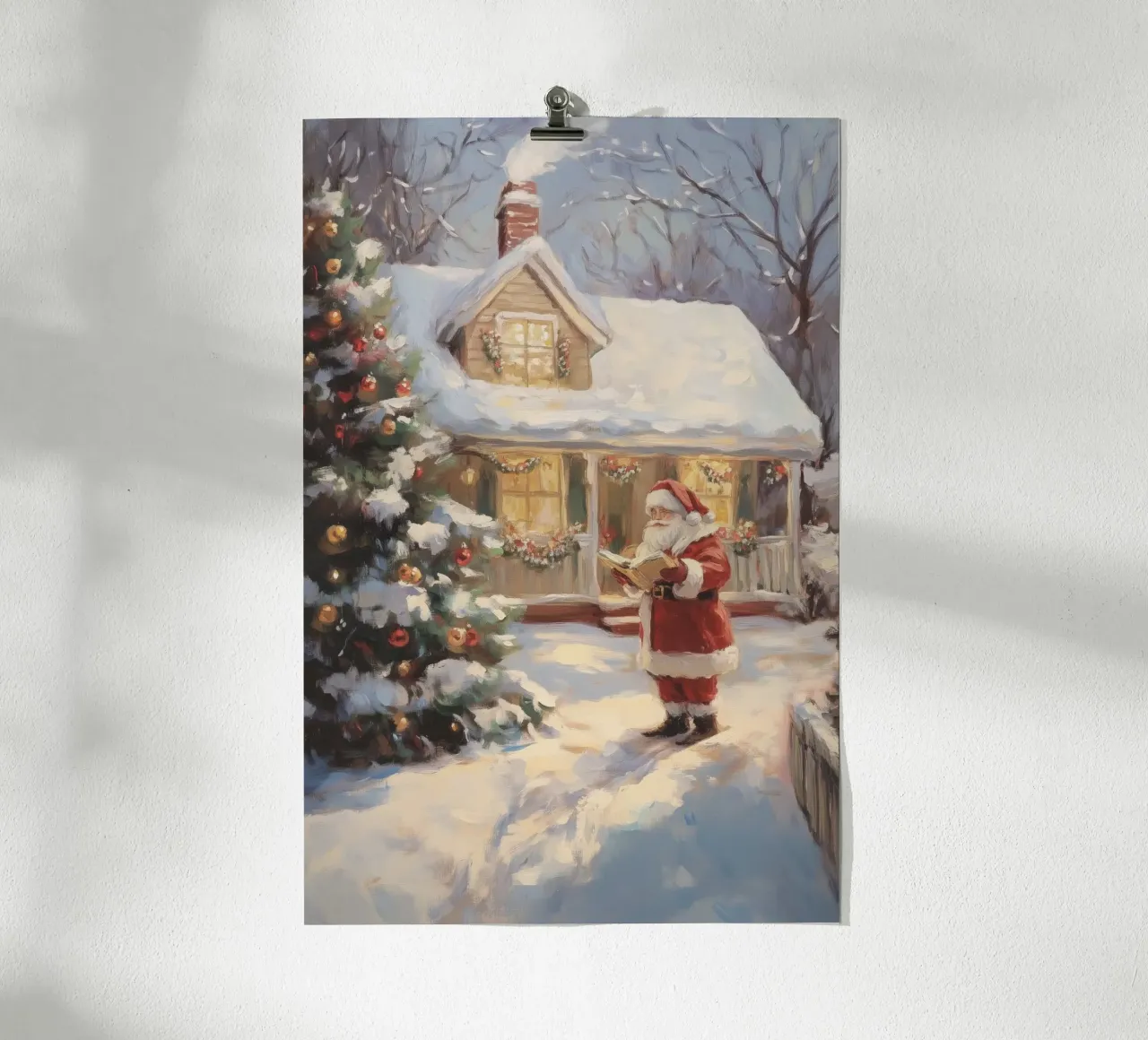 L'accogliente visita natalizia di Babbo Natale carta hahnemühle da Melloi Art Print