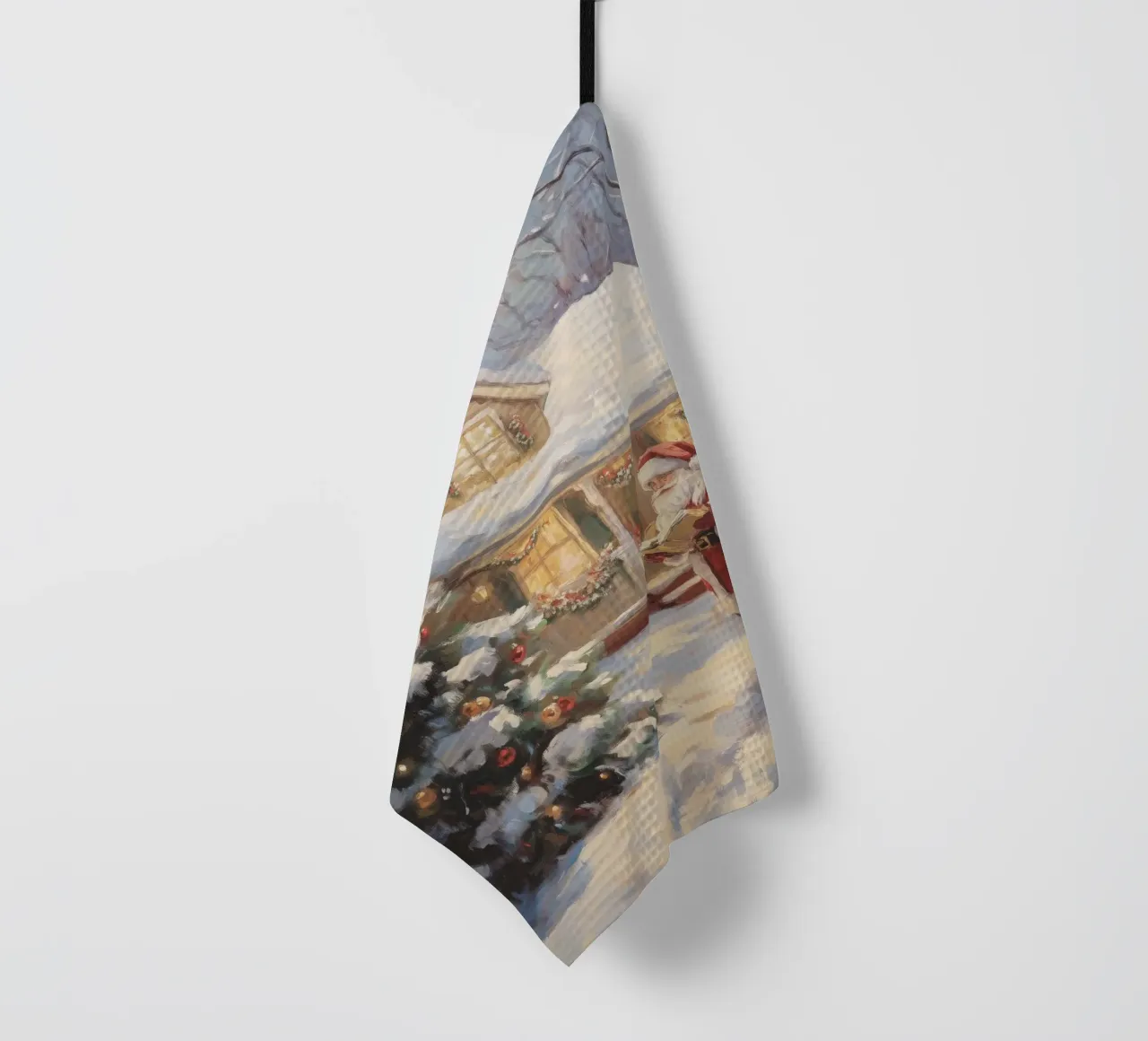 L'accogliente visita natalizia di Babbo Natale canovaccio da cucina da Melloi Art Print