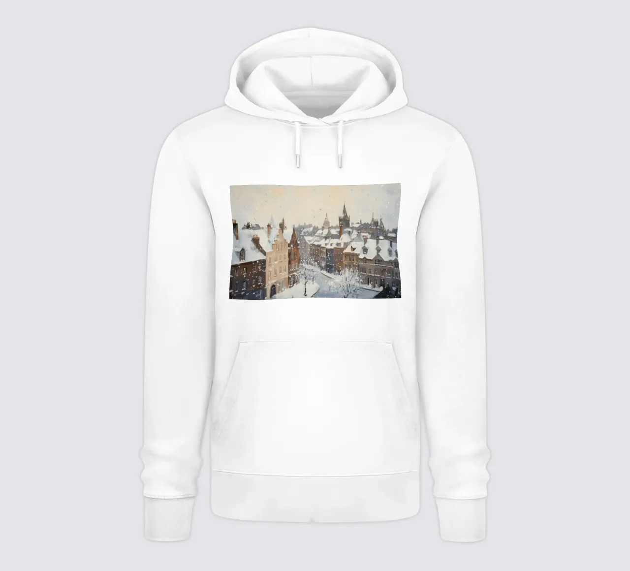 Il centro storico di Edimburgo innevato d'inverno felpa con cappuccio da Melloi Art Print