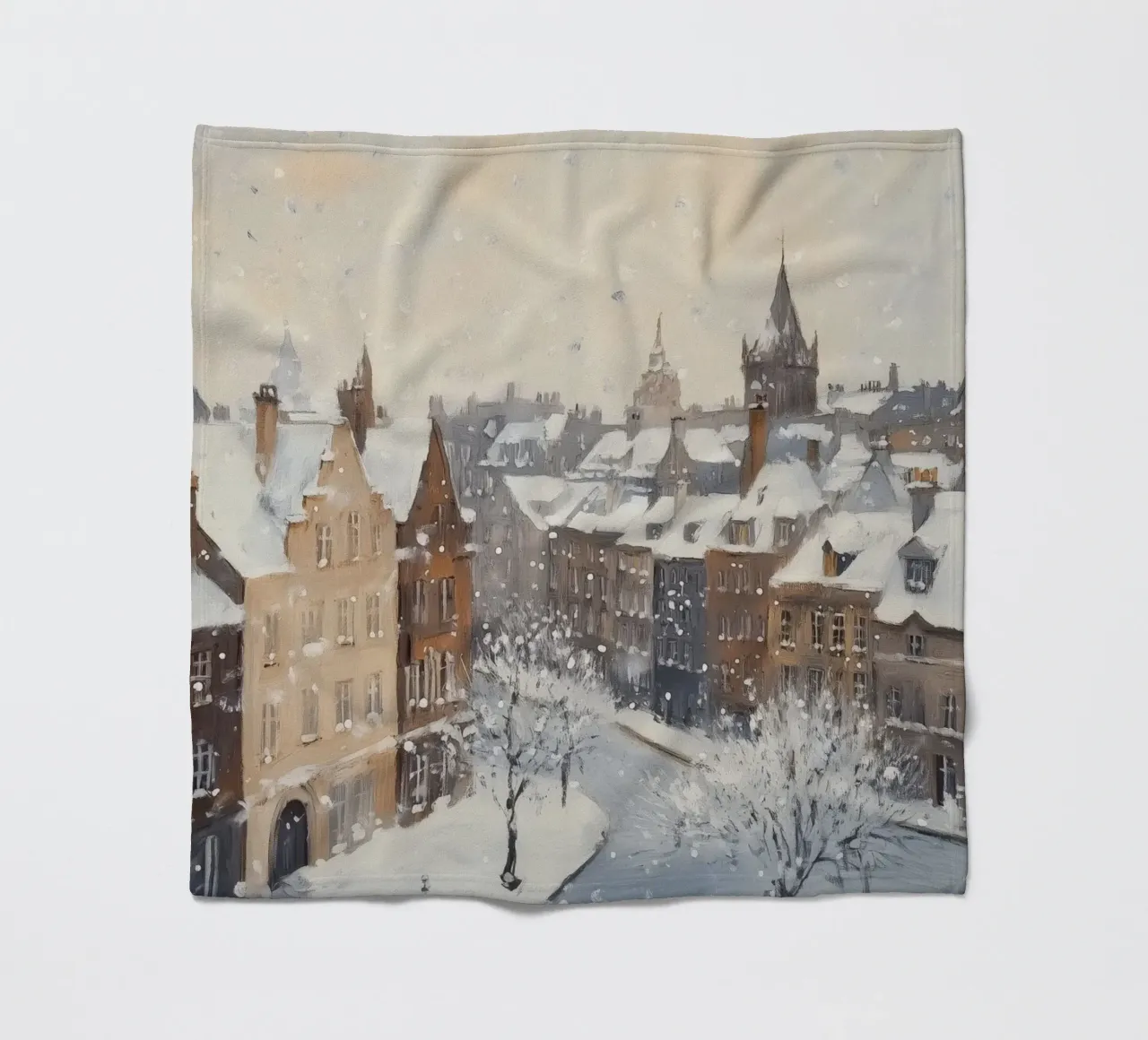 Il centro storico di Edimburgo innevato d'inverno coperta in pile da Melloi Art Print