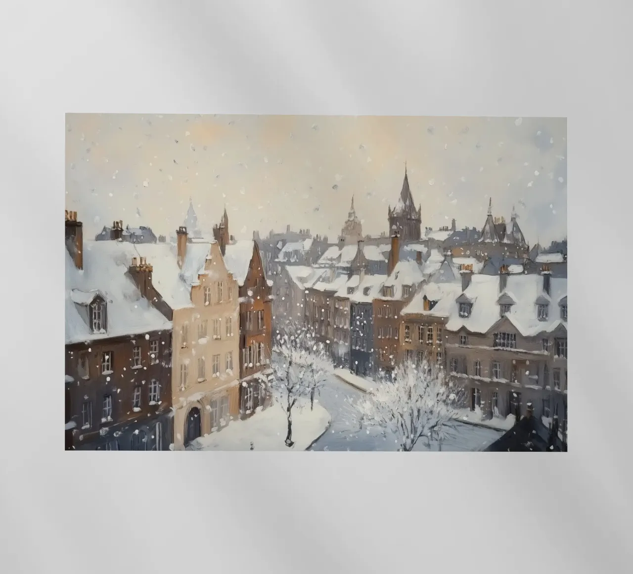 Il centro storico di Edimburgo innevato d'inverno pellicola backlit da Melloi Art Print