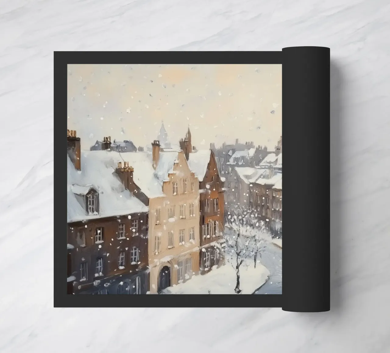 Il centro storico di Edimburgo innevato d'inverno zerbino da Melloi Art Print