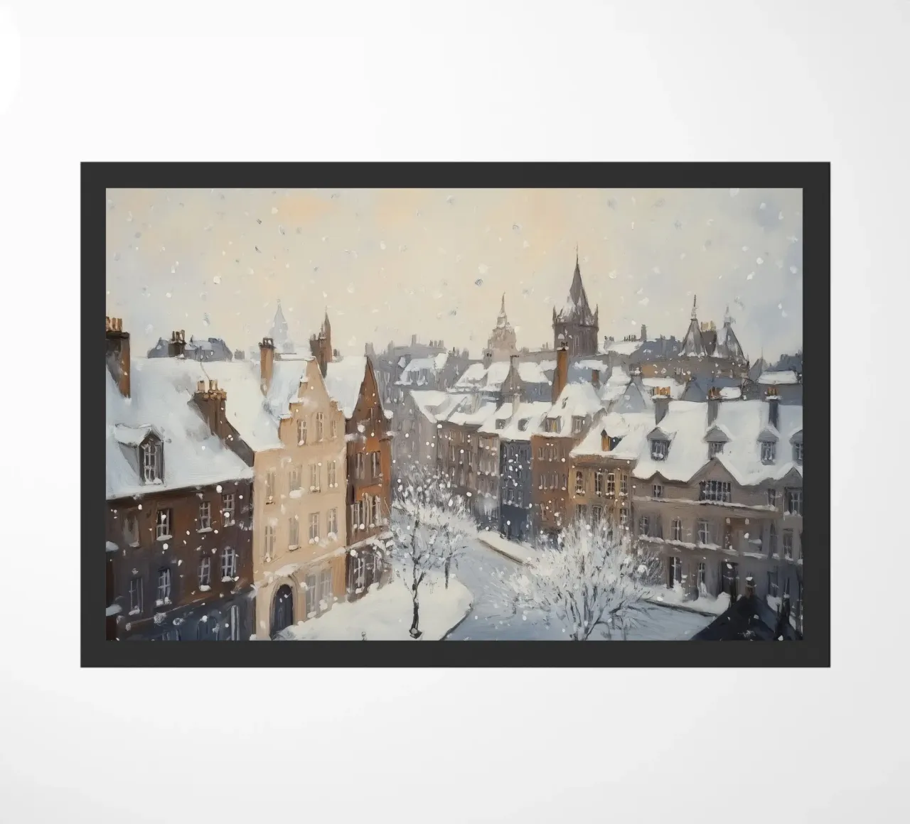 Il centro storico di Edimburgo innevato d'inverno zerbino da Melloi Art Print