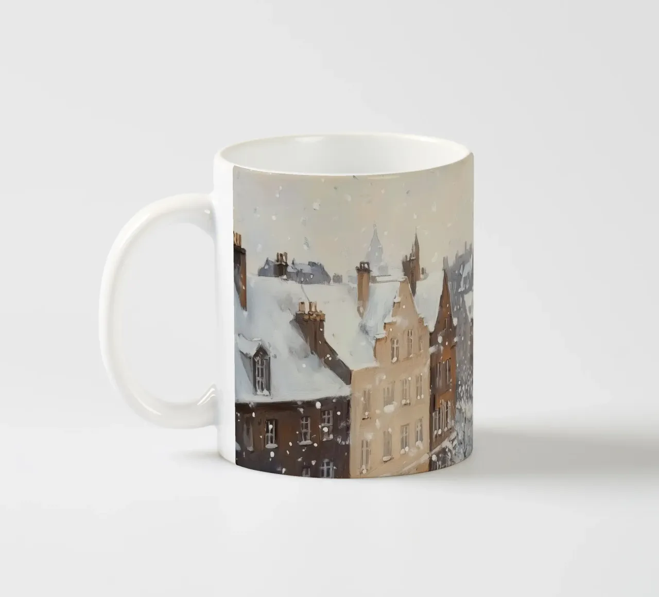 Il centro storico di Edimburgo innevato d'inverno tazza in ceramica da Melloi Art Print