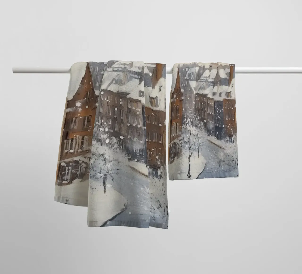 Il centro storico di Edimburgo innevato d'inverno asciugamano da bagno da Melloi Art Print