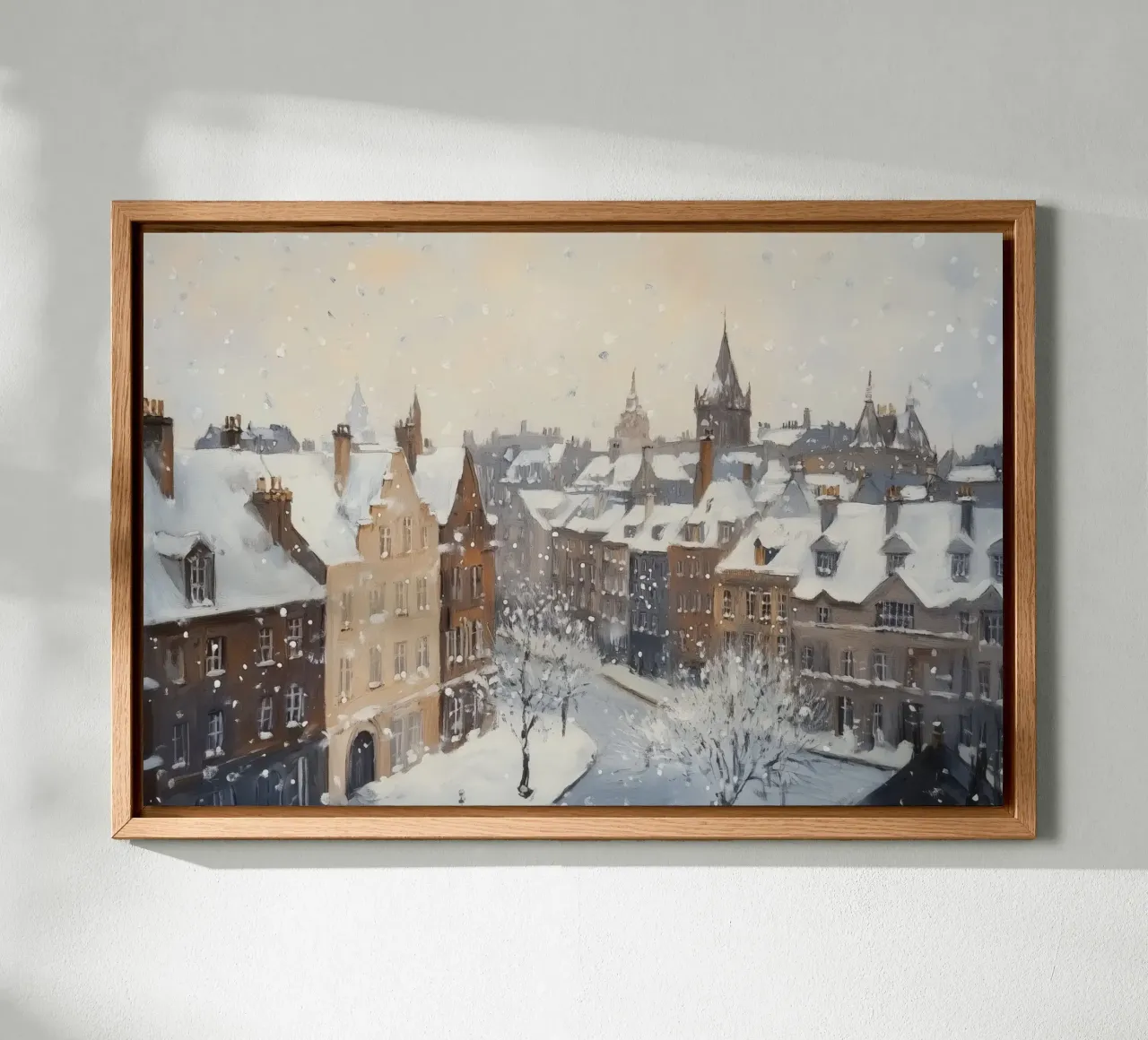Il centro storico di Edimburgo innevato d'inverno alluminio dibond da Melloi Art Print