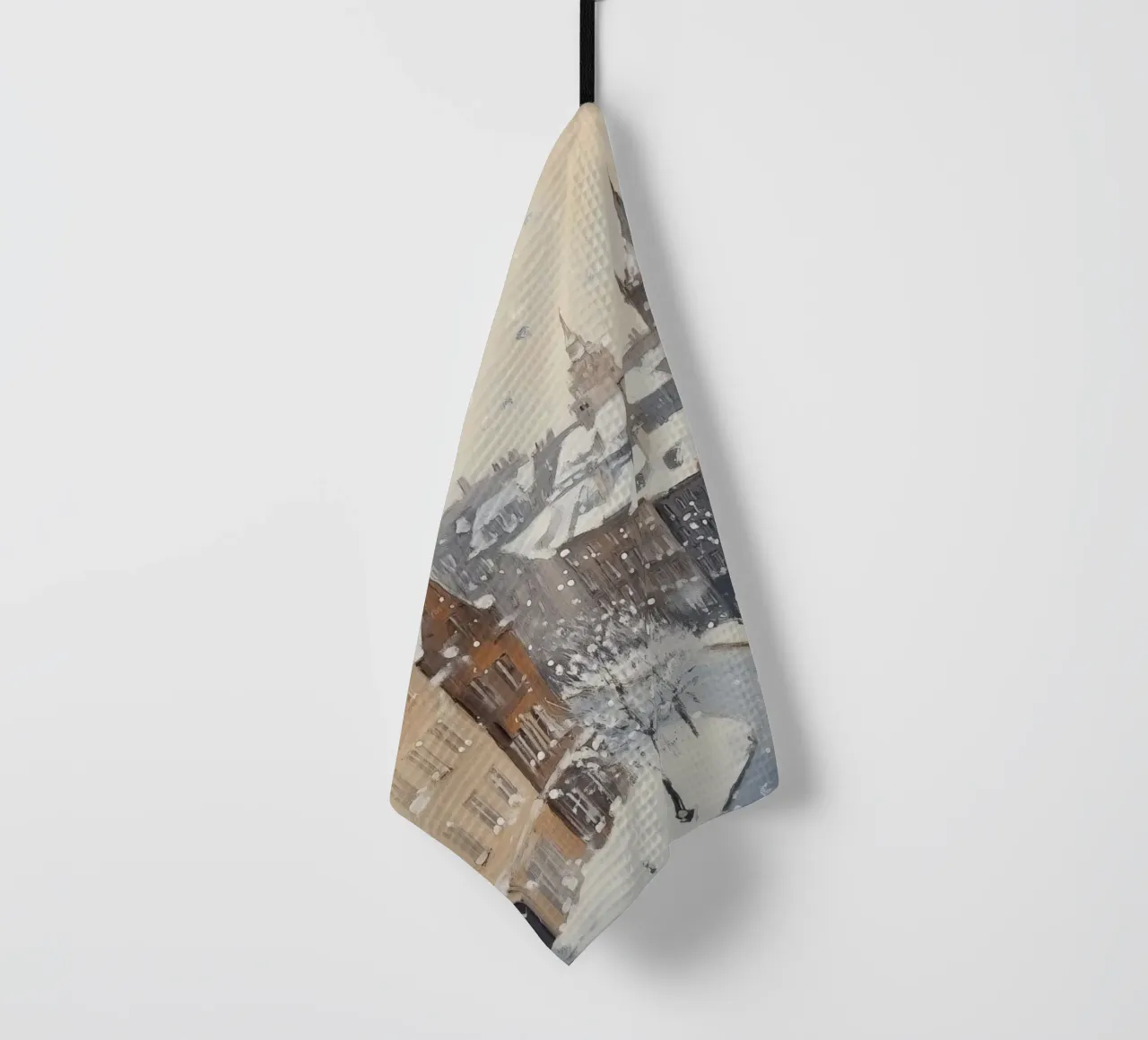 Il centro storico di Edimburgo innevato d'inverno canovaccio da cucina da Melloi Art Print