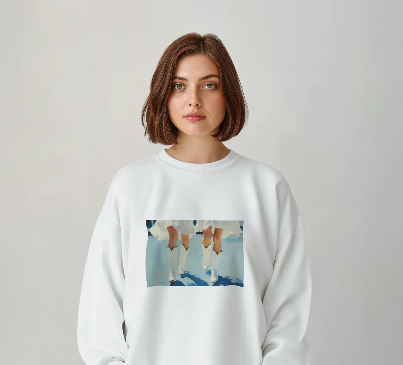 Botas vaqueras blancas de vestir para señoras sudadera de Melloi Art Print