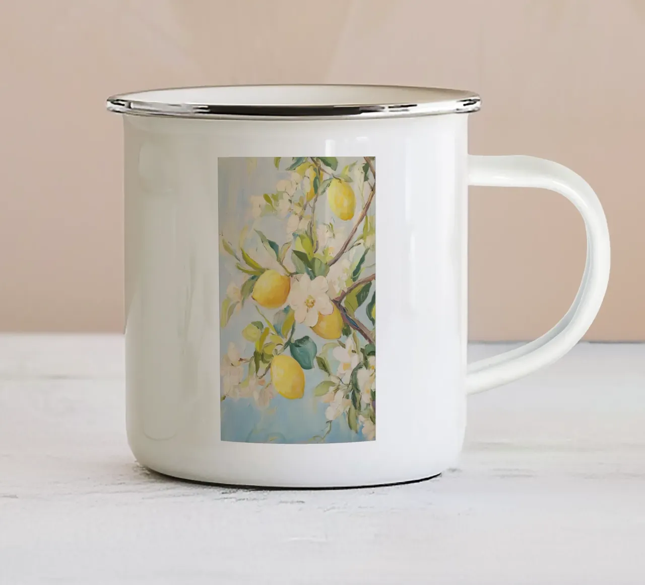 Fiori di limone tazza in smalto da Melloi Art Print