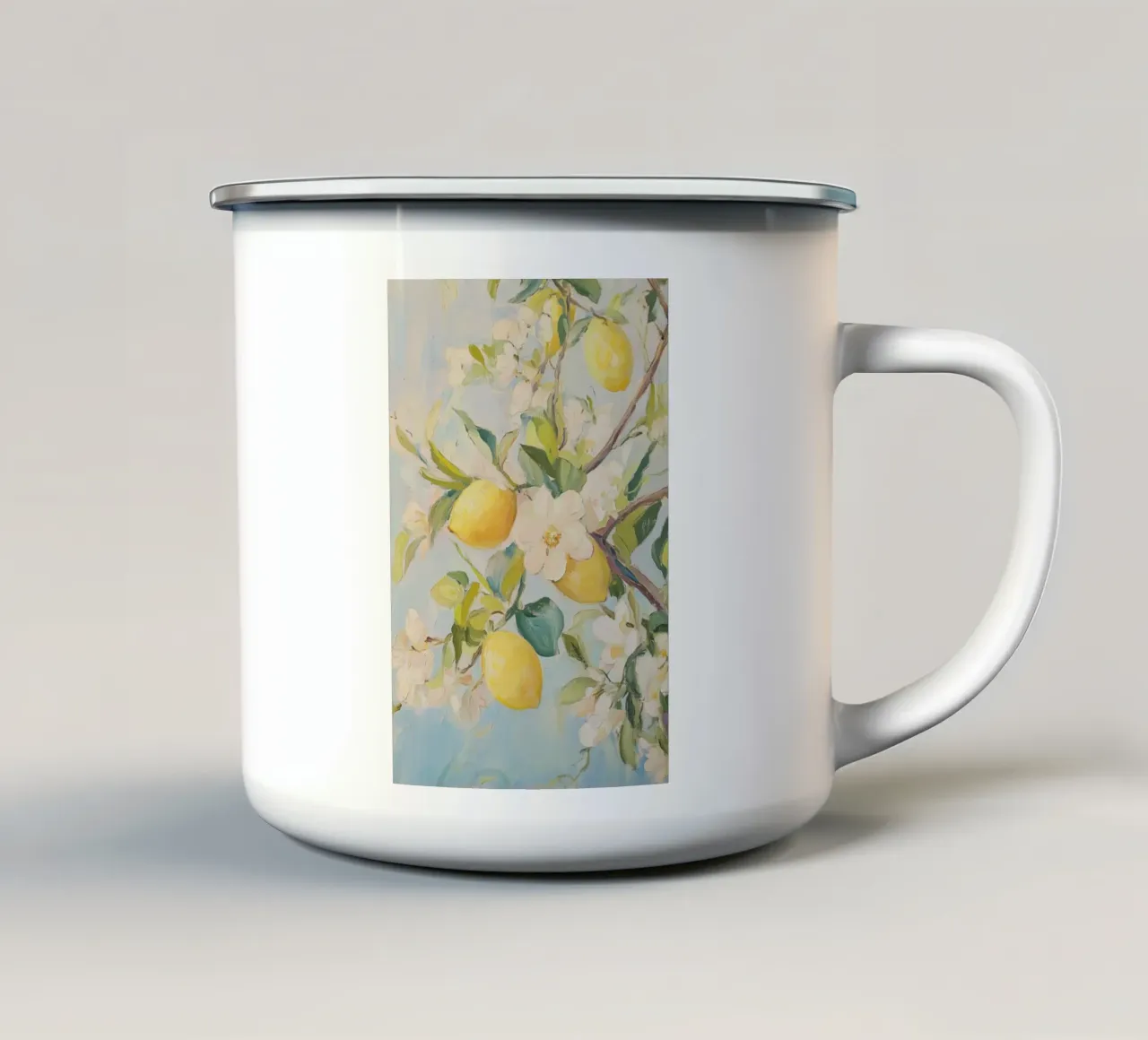 Fiori di limone tazza in smalto da Melloi Art Print