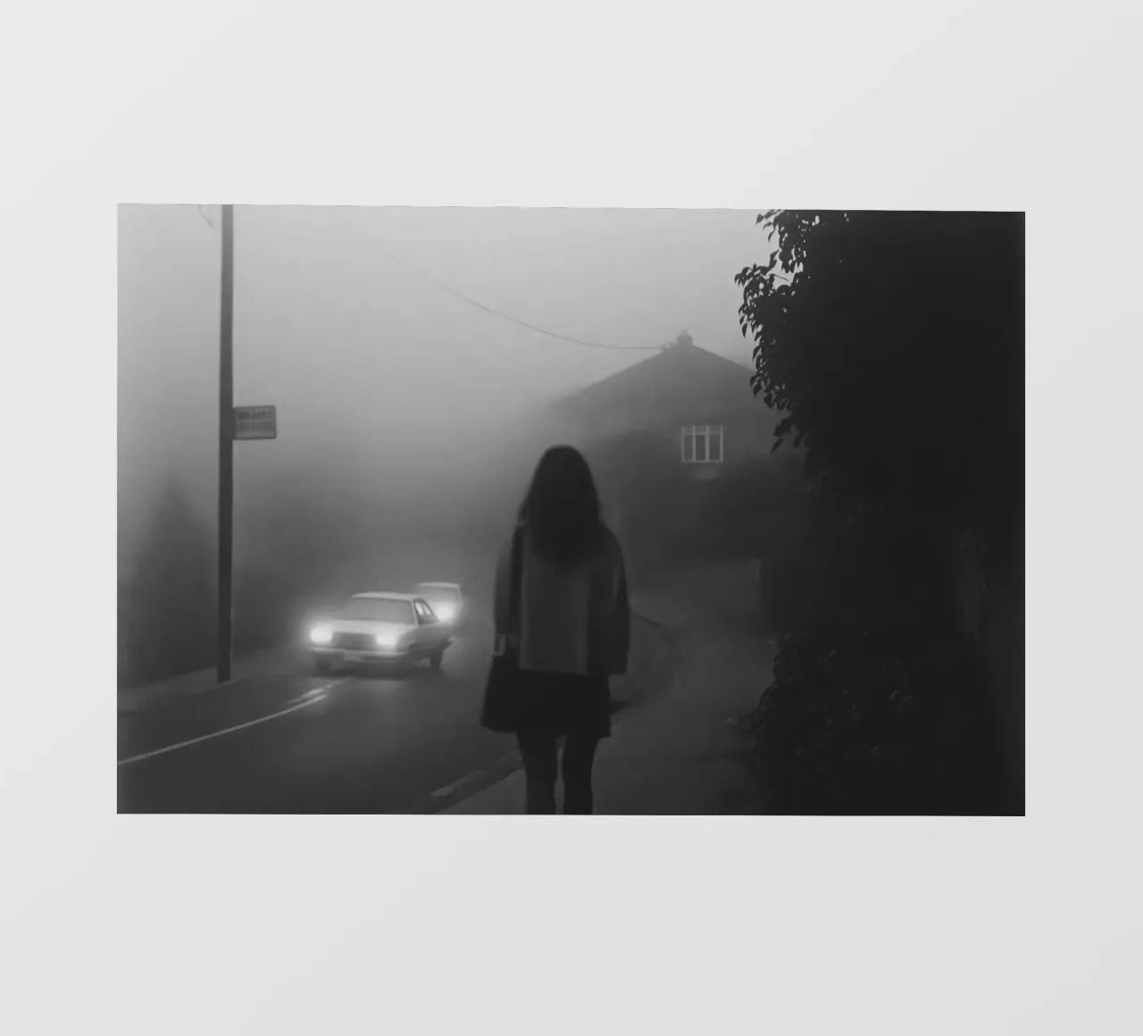 Aspettando nella nebbia pellicola backlit da Black & White