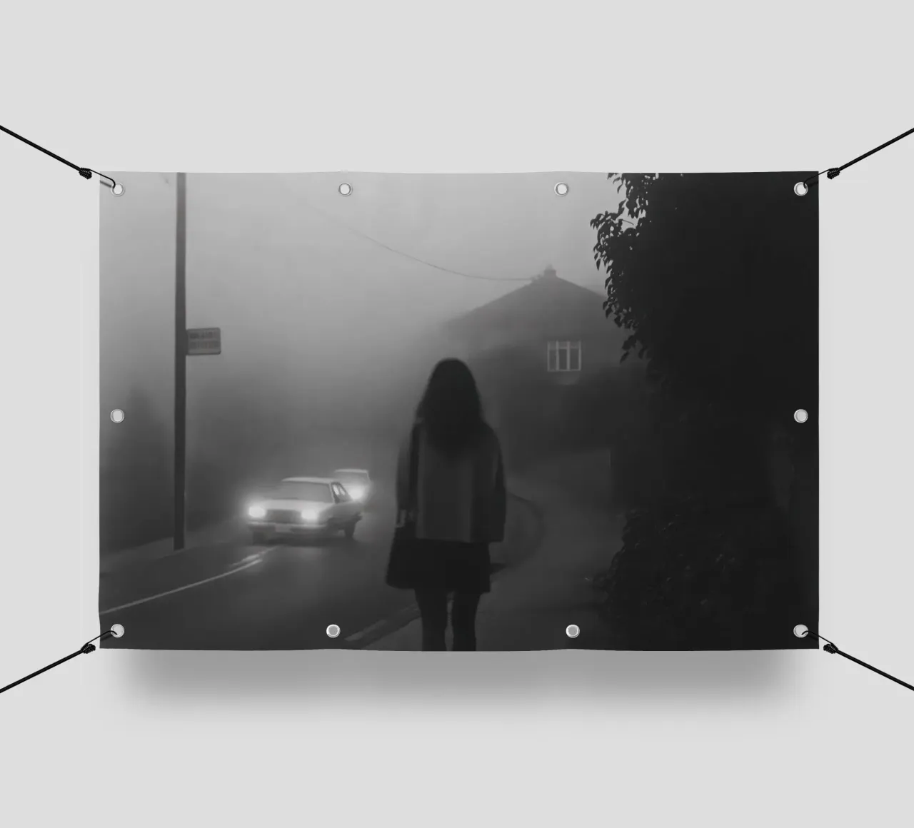 Aspettando nella nebbia telo in pvc da Black & White