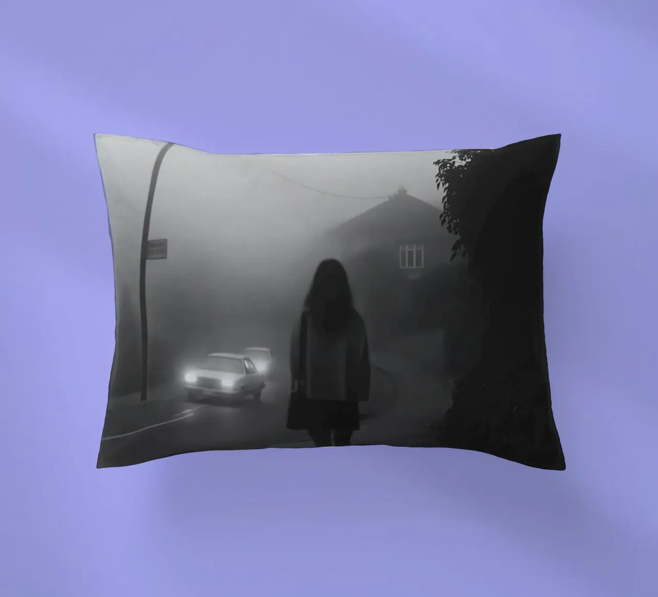 Aspettando nella nebbia cuscino da Black & White