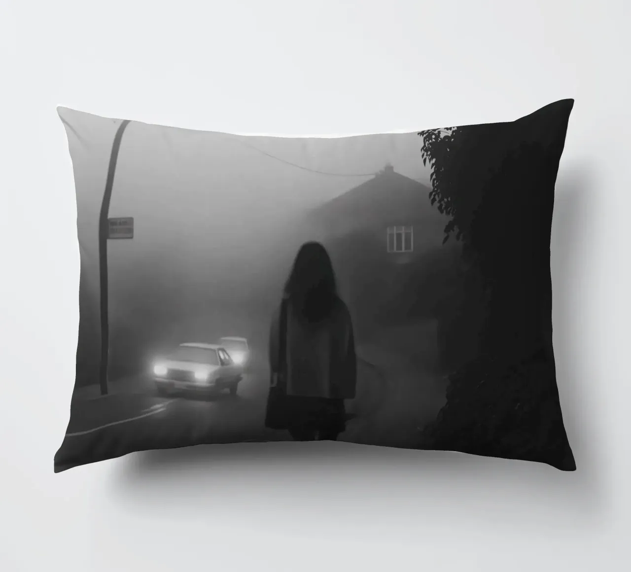 Aspettando nella nebbia cuscino da Black & White