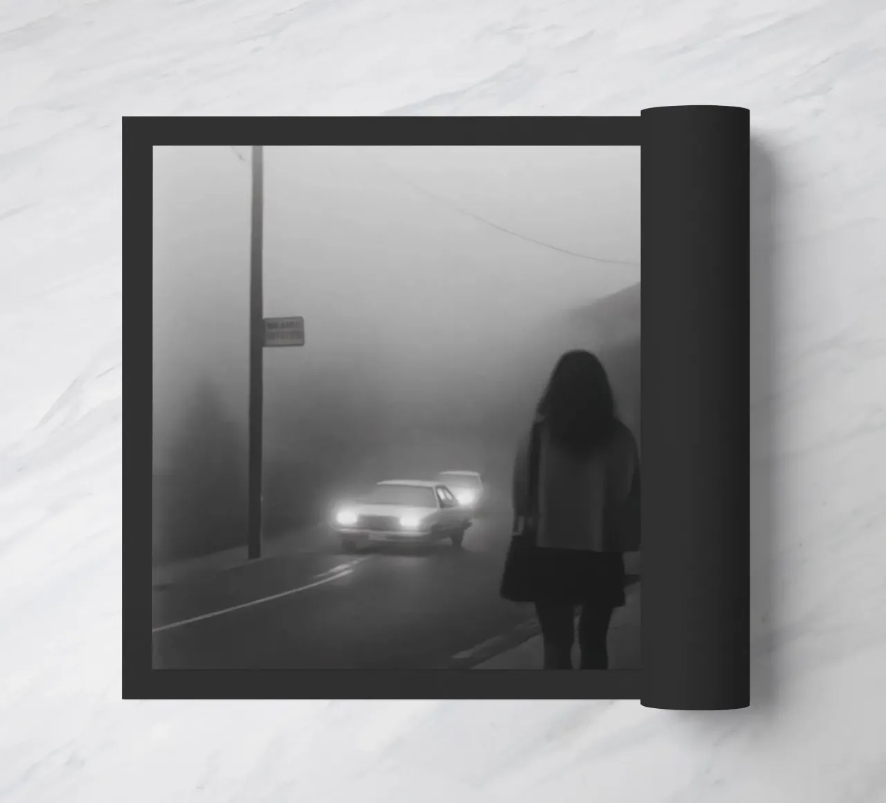 Aspettando nella nebbia zerbino da Black & White