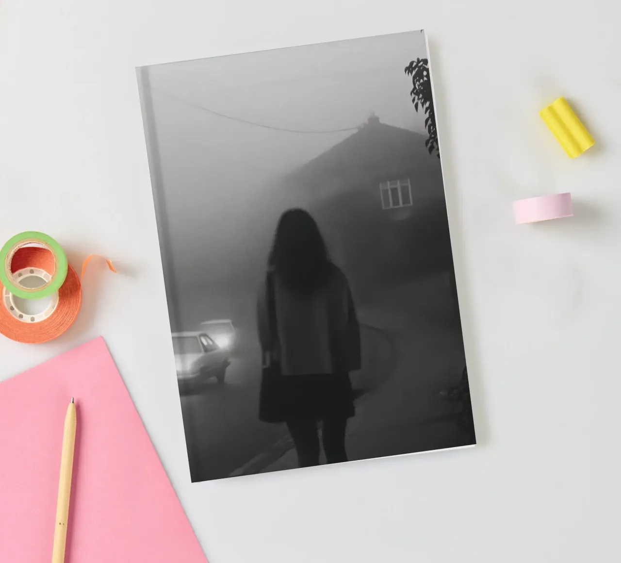 Waiting in the mist notebook by Black & White