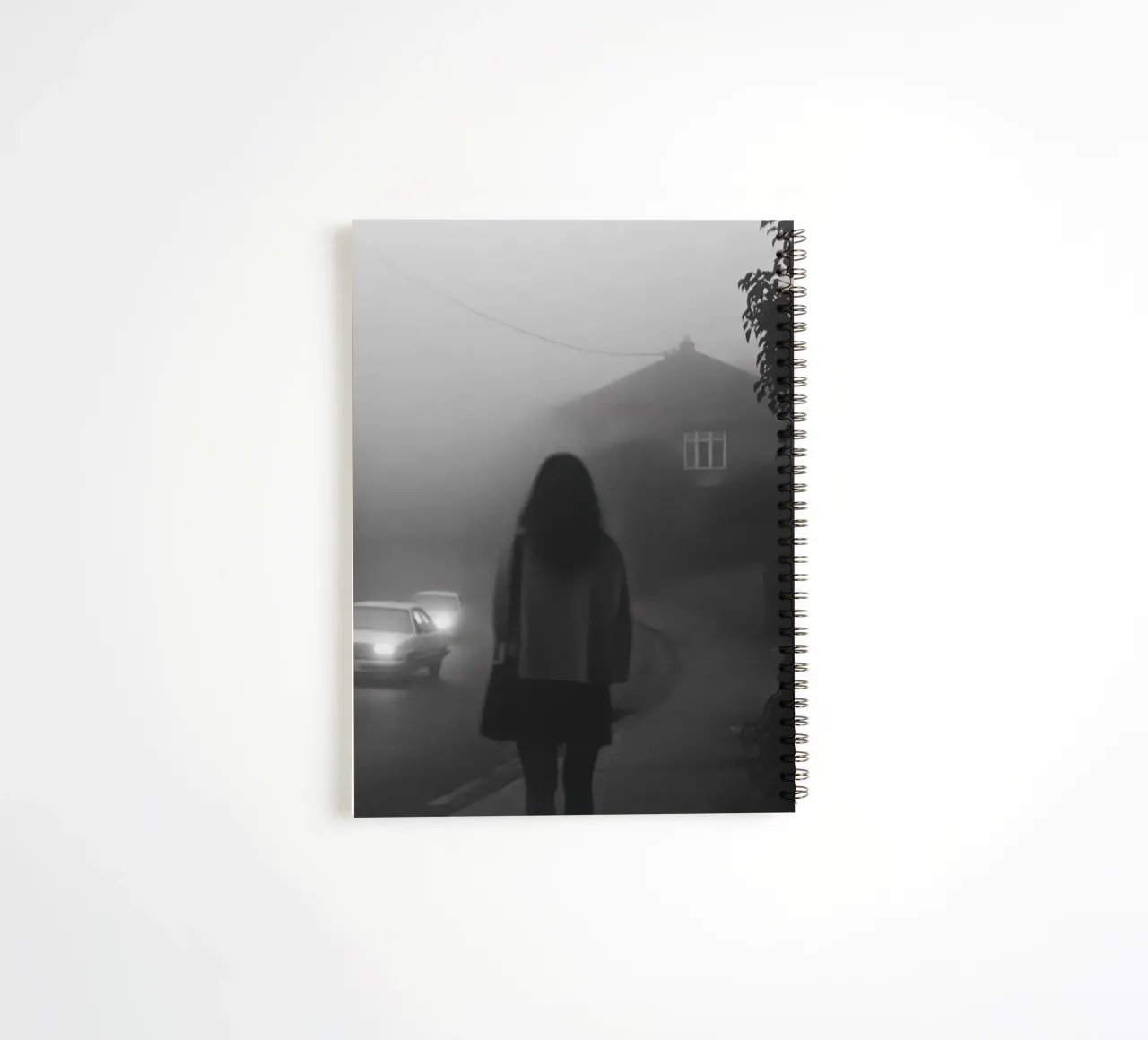 Waiting in the mist spiral notebook by Black & White