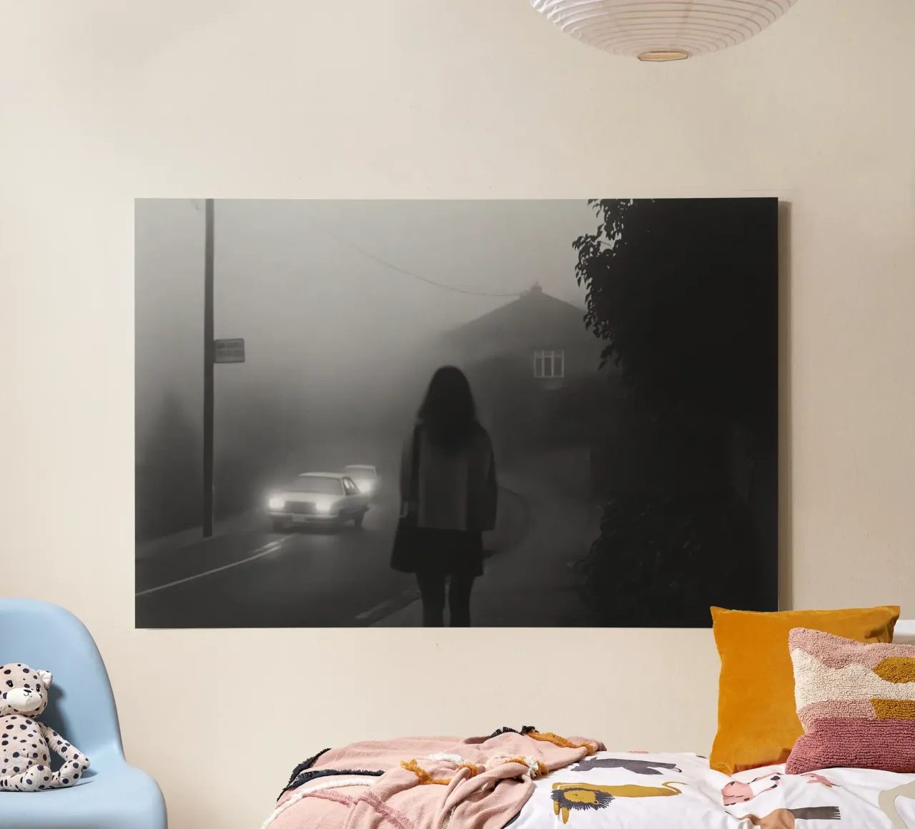Aspettando nella nebbia tela da Black & White