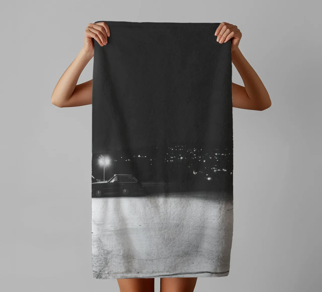 Luci notturne urbane asciugamano da bagno da Black & White