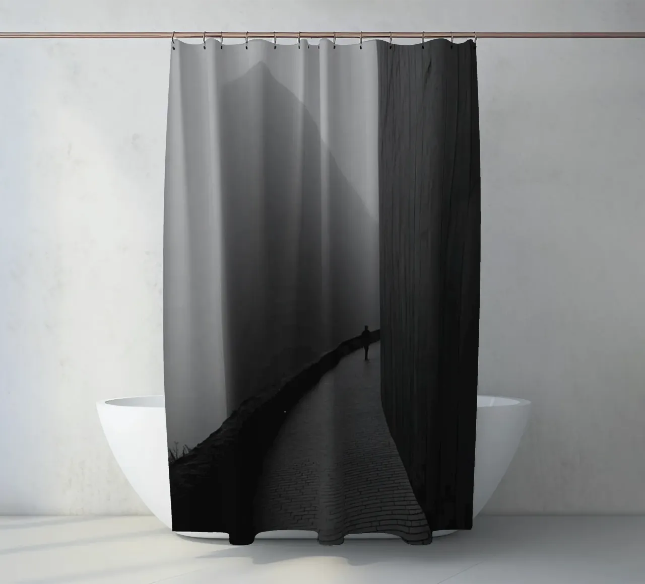 Brume Architecturale shower curtain by Black & White