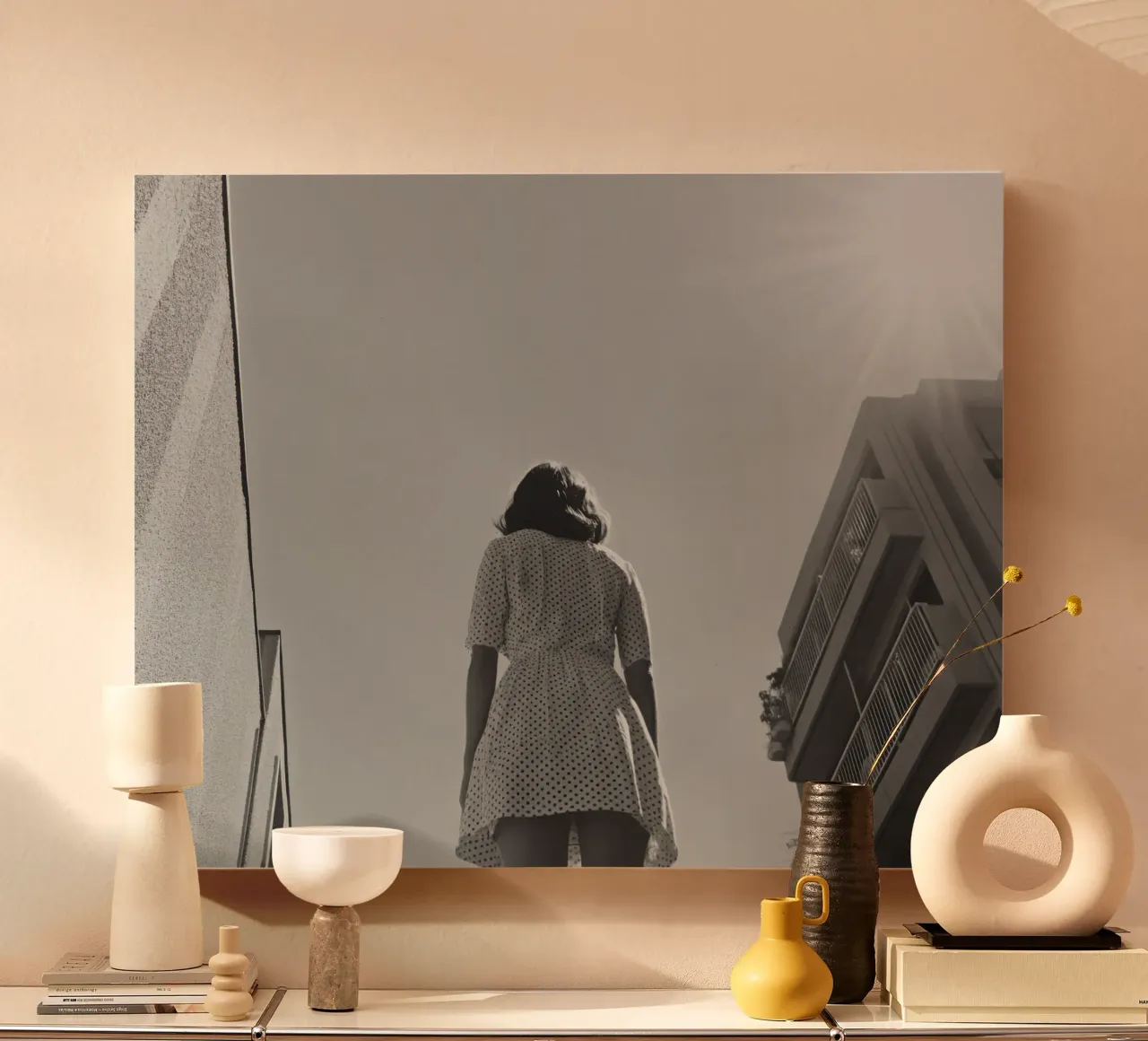 Abito bianco e nero tela con Cornice a cassetta da Black & White