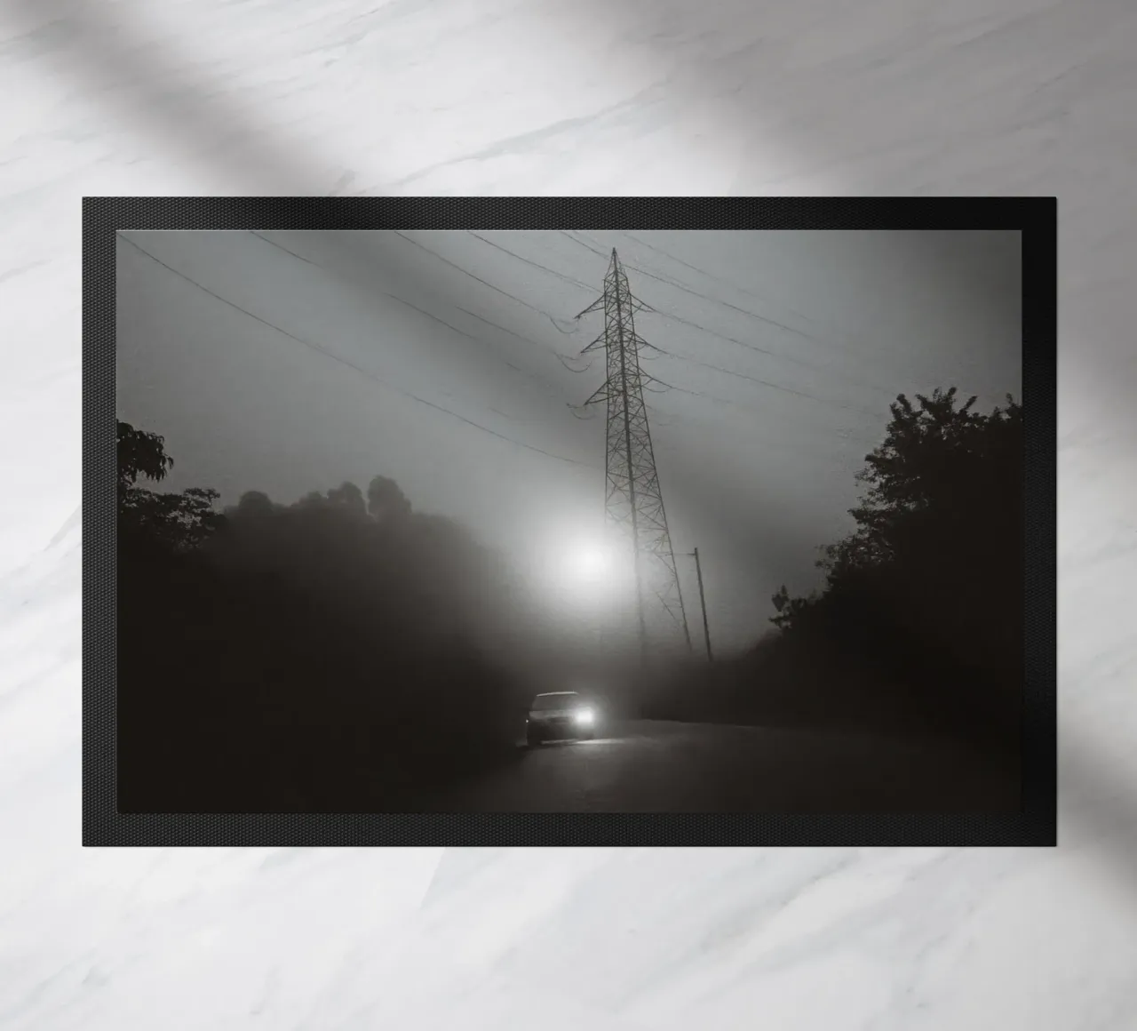 Electric Mist doormat by Black & White