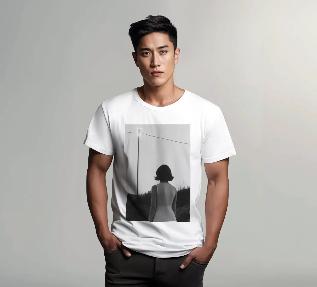 Contemplation Nocturne t-shirt by Black & White