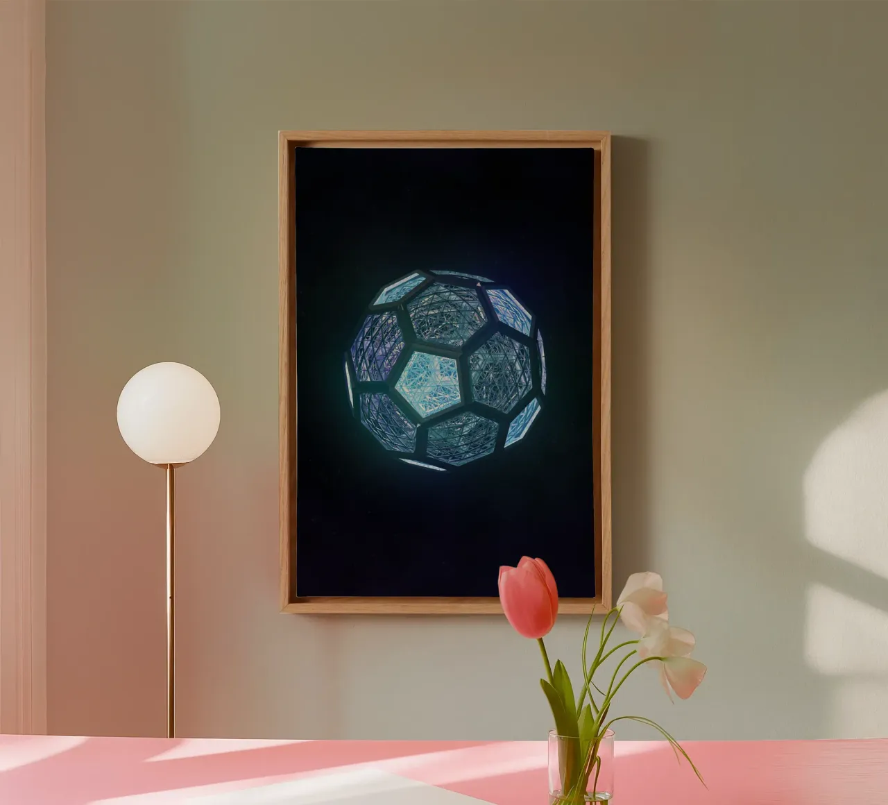 Wireframe Football tela con Cornice a cassetta da athlete.art
