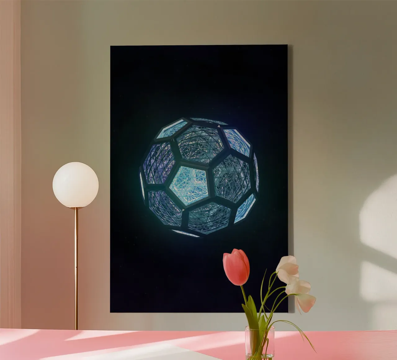 Wireframe Football tela con Cornice a cassetta da athlete.art