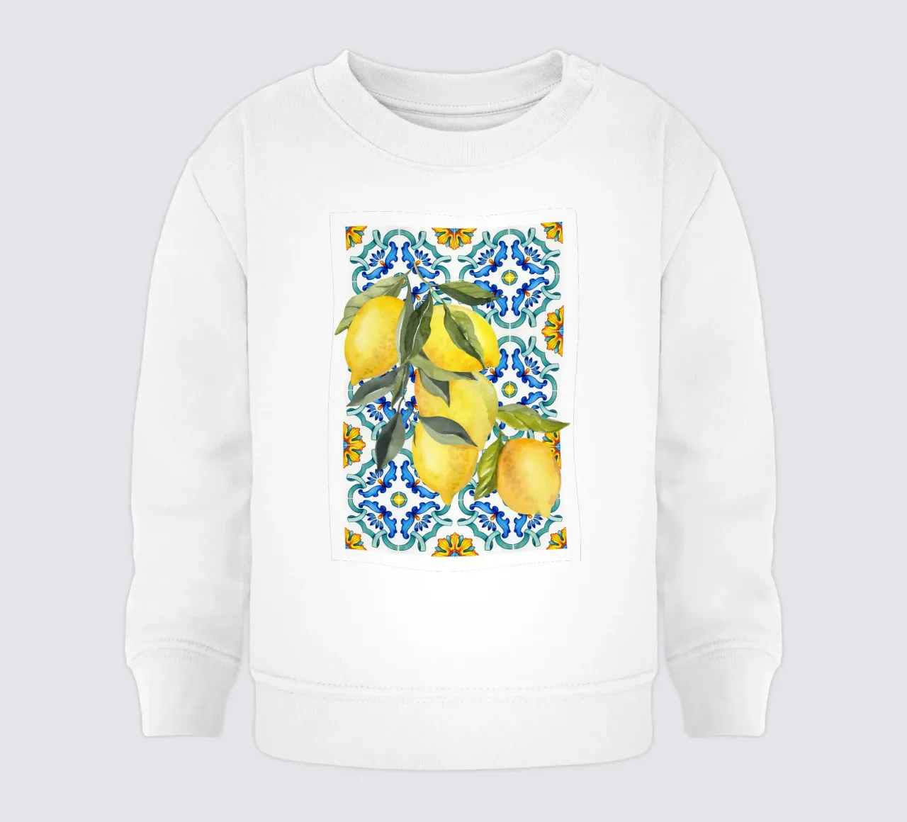 Stampa piastrelle blu limone felpa neonato da Bella Studio
