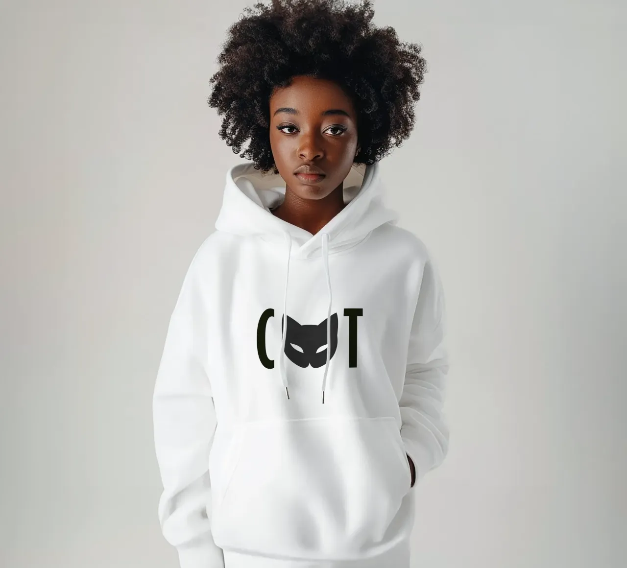CAT - Logo e testo minimalista del gatto felpa con cappuccio da Autofocus