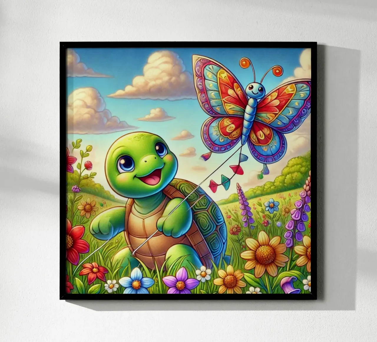 Aquilone gioioso con tartaruga e farfalla carta hahnemühle da FluffyToons