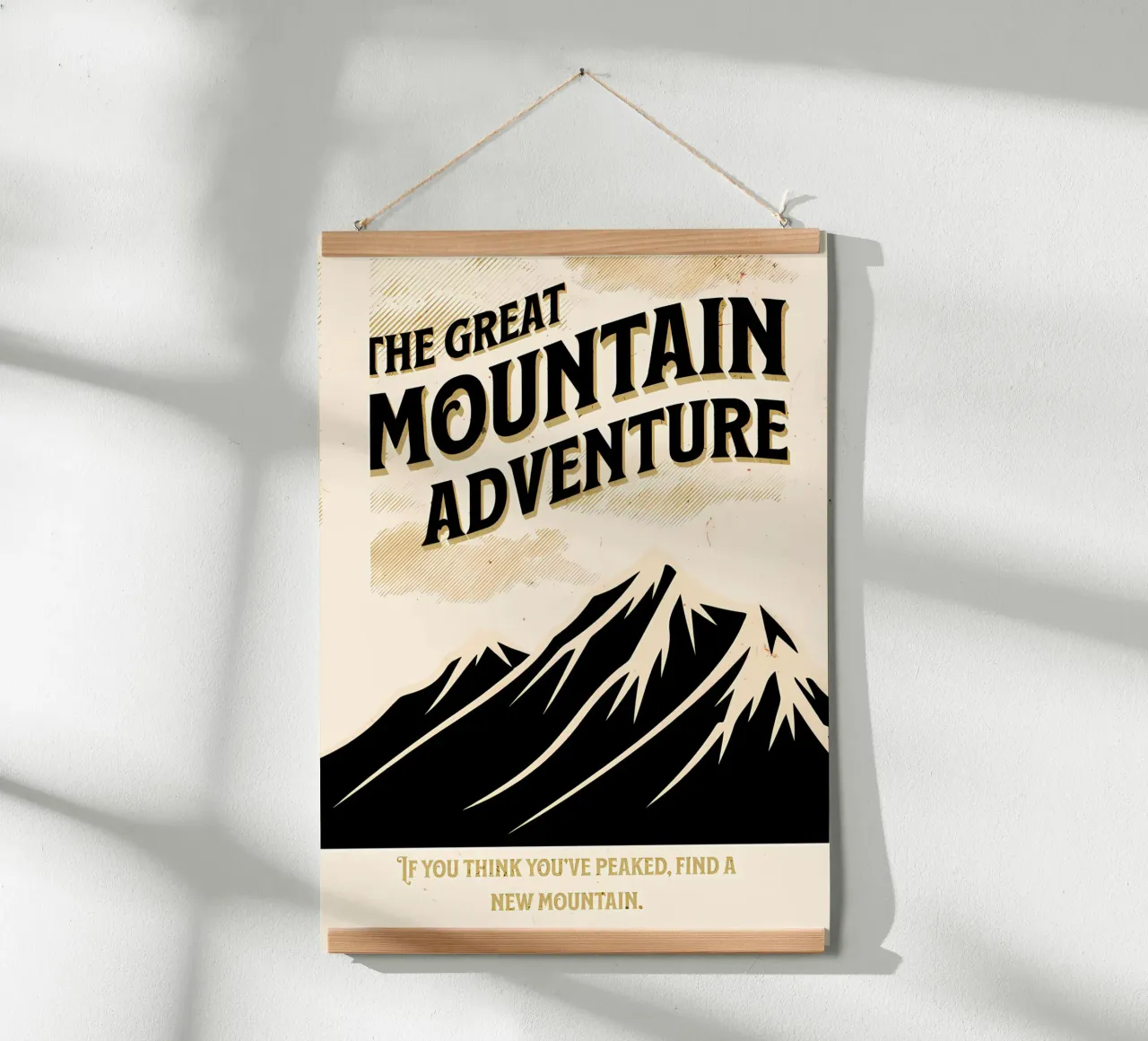 La grande avventura in montagna poster con telaio in plastica da inspirational quote