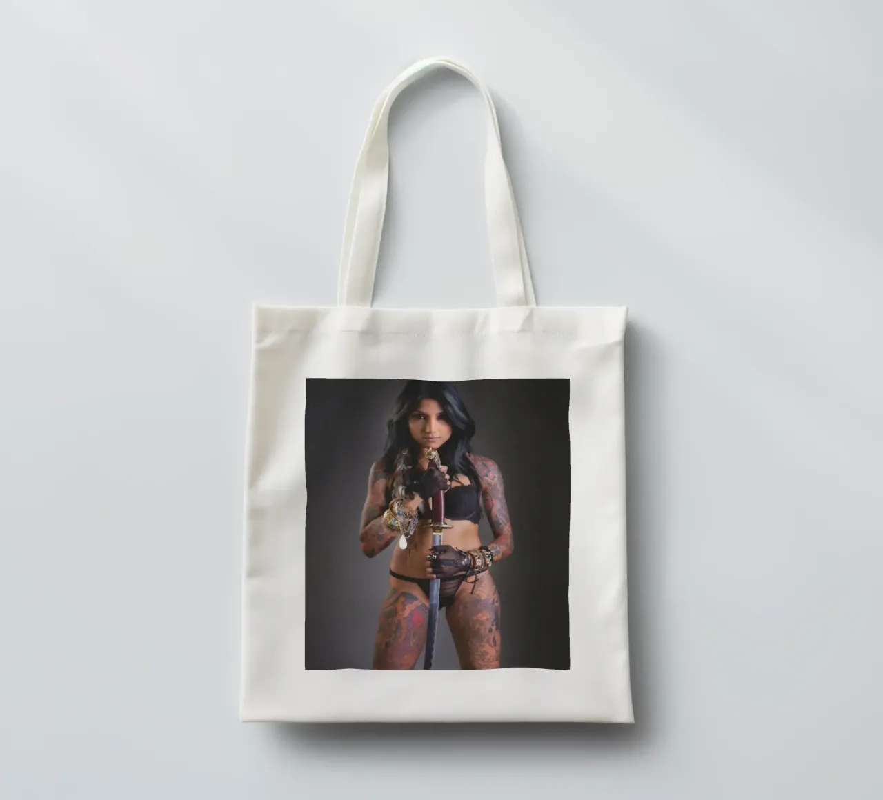Painted Samurai tote bag by Dave Hare Photography