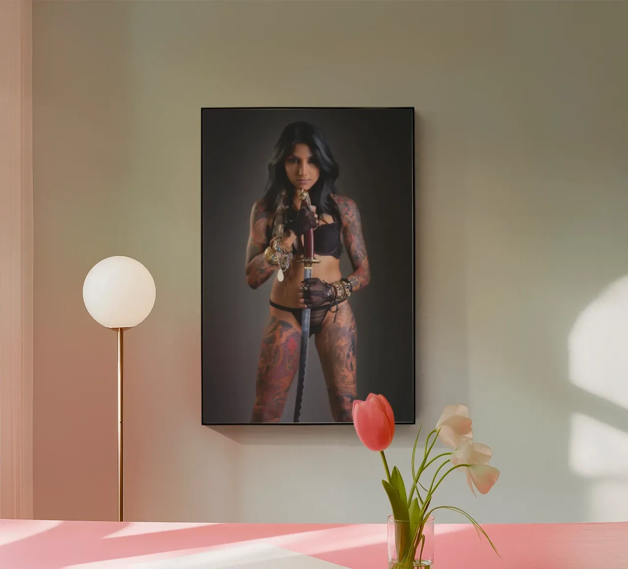 Samurai dipinto plexiglass da Dave Hare Photography