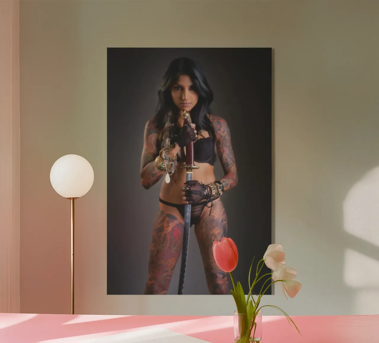 Samurai dipinto plexiglass da Dave Hare Photography