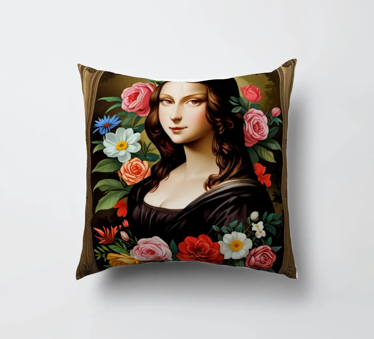 Mona Lisa - The Blooming Enigma cuscino da NEKKI