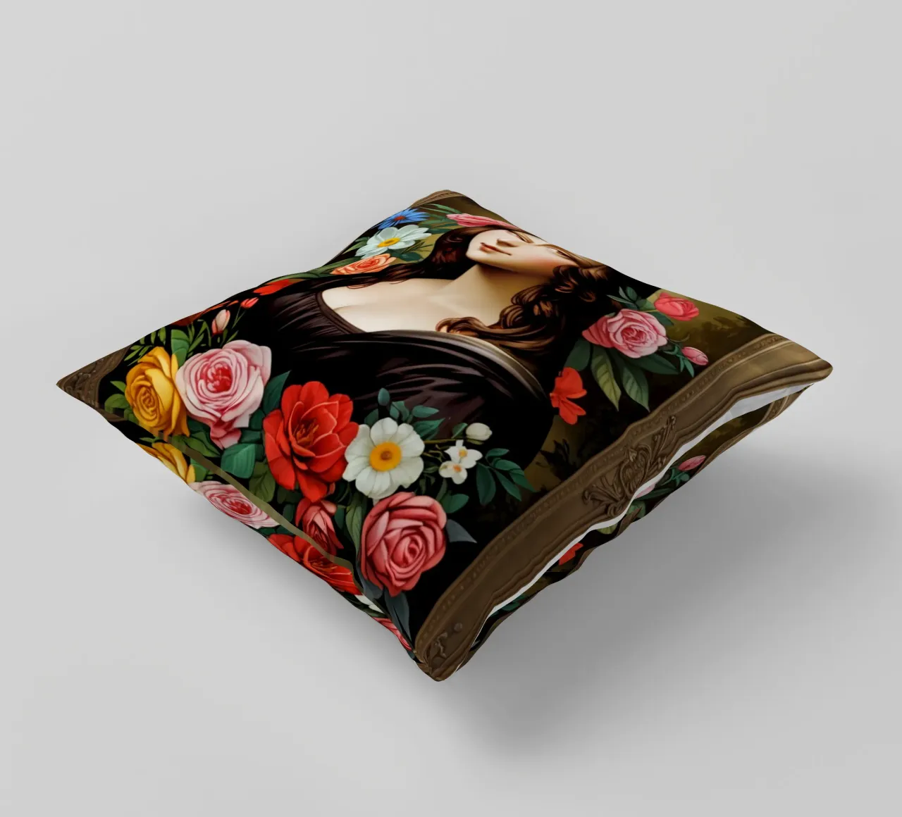 Mona Lisa - The Blooming Enigma cuscino da NEKKI