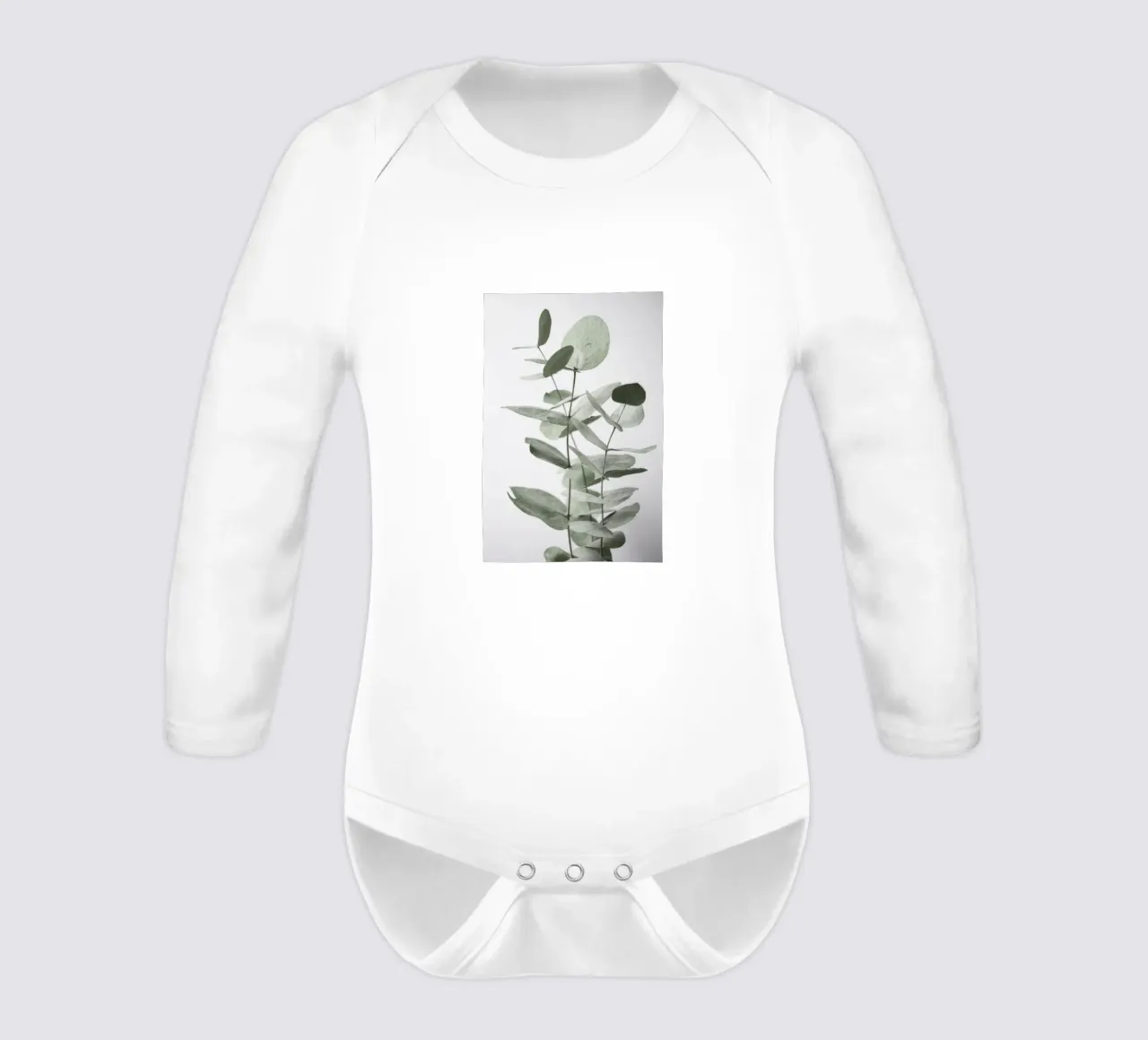 Eucalyptus Leaves long-sleeve baby romper by Melloi Art Print