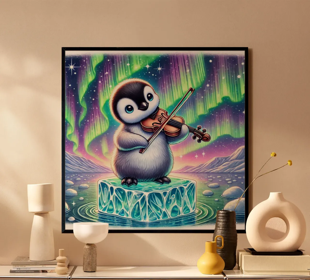 Pinguino Melodioso Sotto le Luci poster da FluffyToons