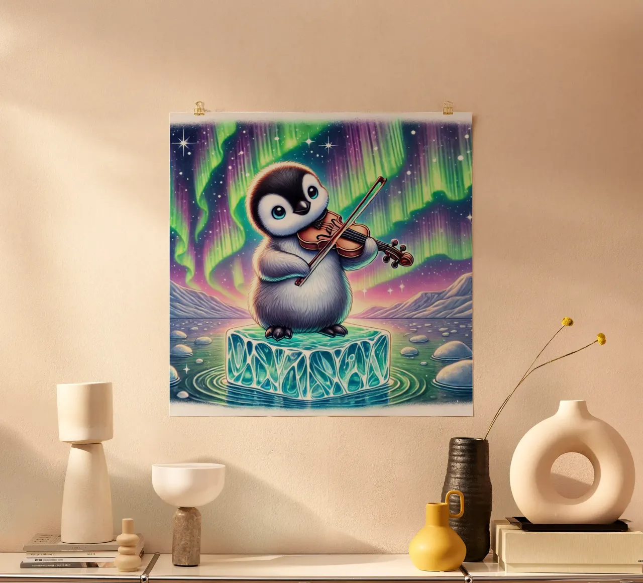 Pinguino Melodioso Sotto le Luci poster da FluffyToons
