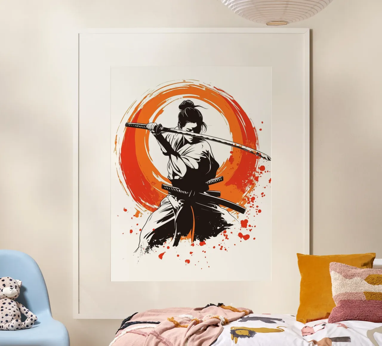Combattente di spada giapponese poster con telaio in plastica da Autofocus