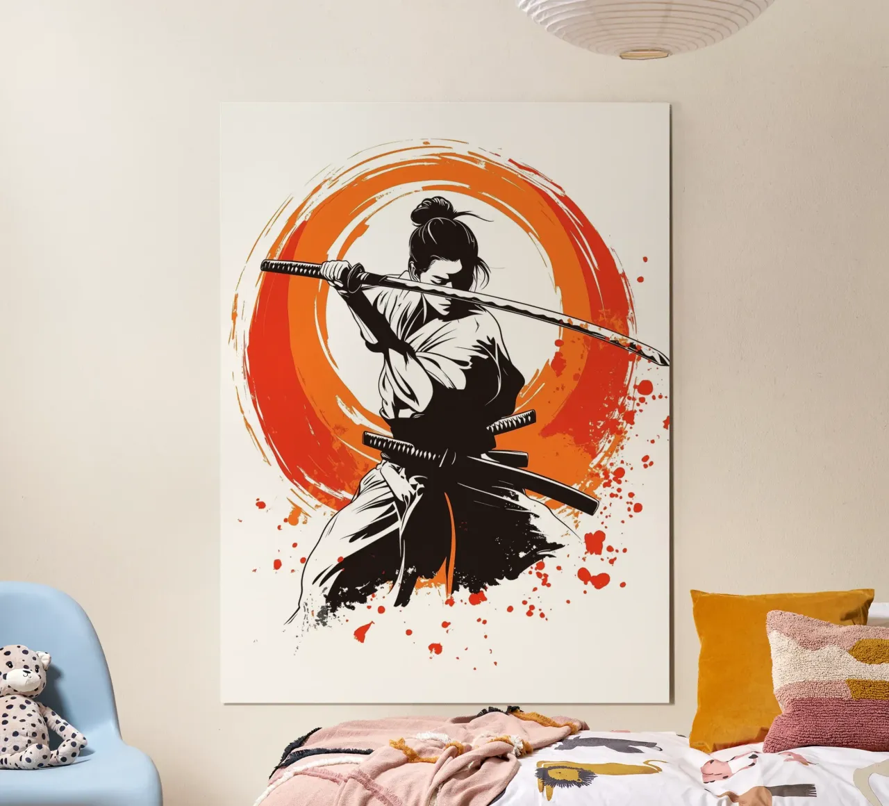 Combattente di spada giapponese poster con telaio in plastica da Autofocus