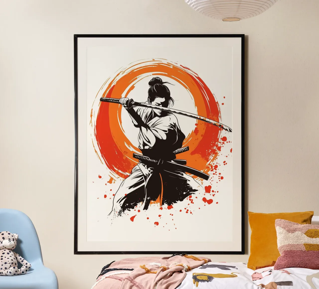 Combattente di spada giapponese poster con telaio in plastica da Autofocus